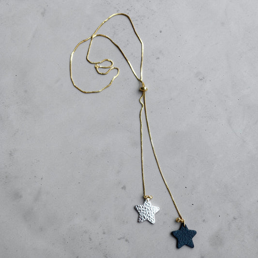 SLIDER LEATHER STARS NECKLACE