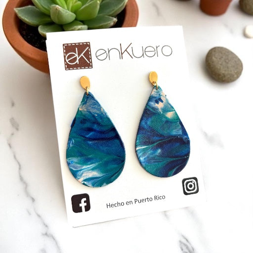 HAND PAINTED TEARDROP EARRINGS