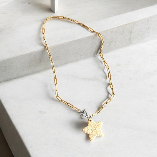 LEATHER STAR NECKLACE