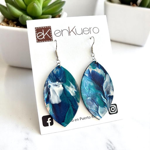 HAND PAINTED LEAF EARRINGS