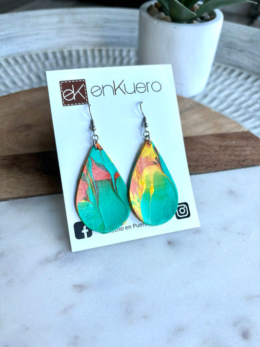 HAND PAINTED TEARDROP EARRINGS