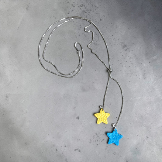 SLIDER LEATHER STARS NECKLACE