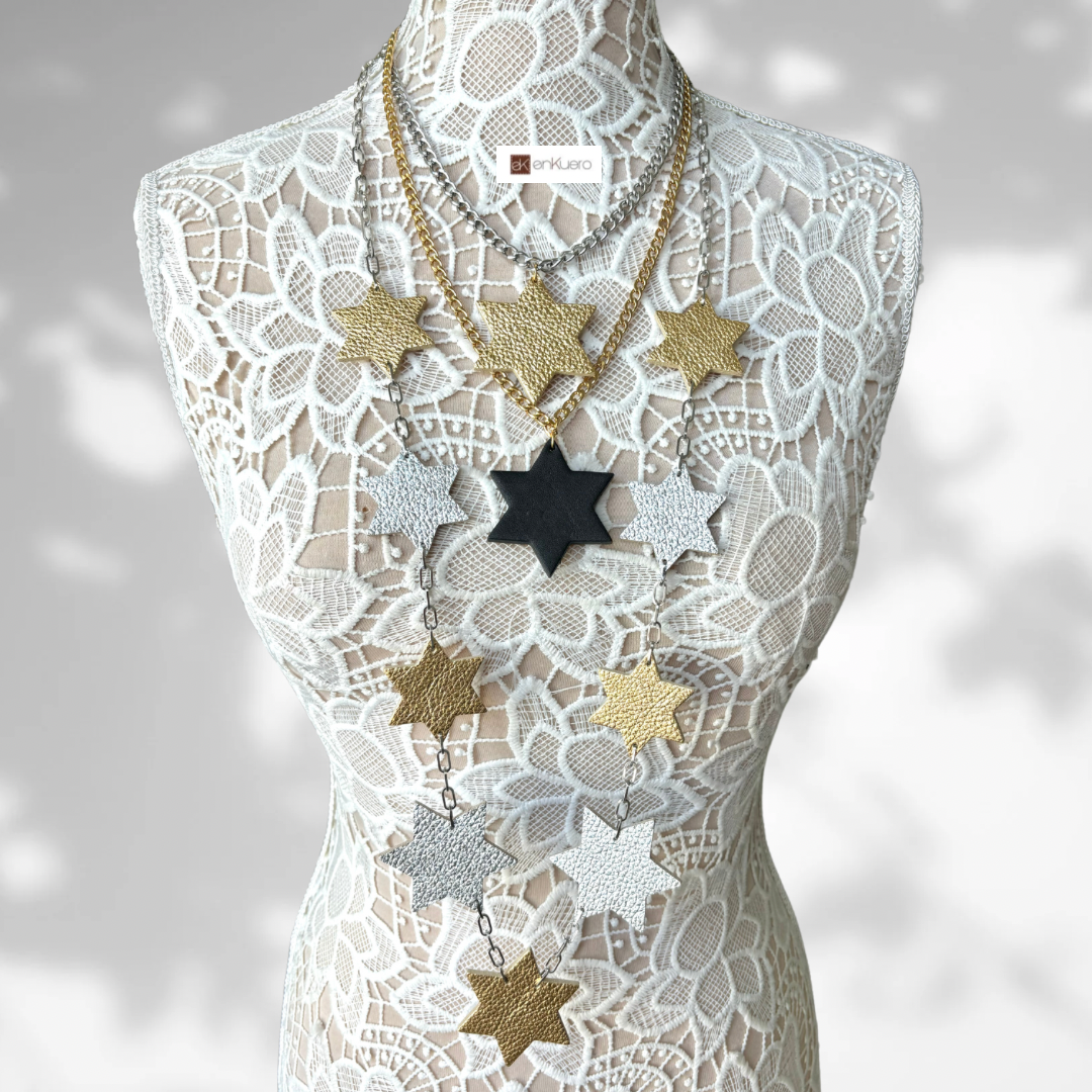 LEATHER STARS NECKLACE SET