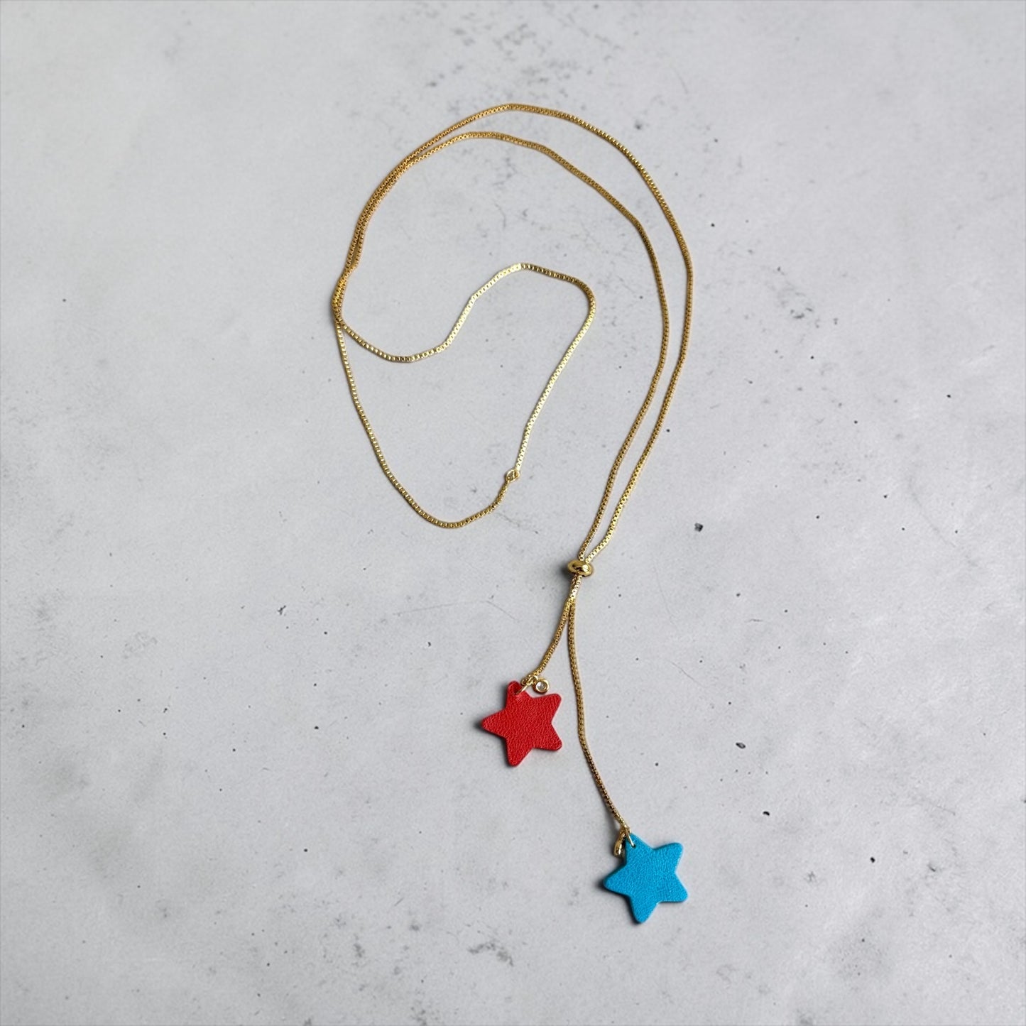 SLIDER LEATHER STARS NECKLACE