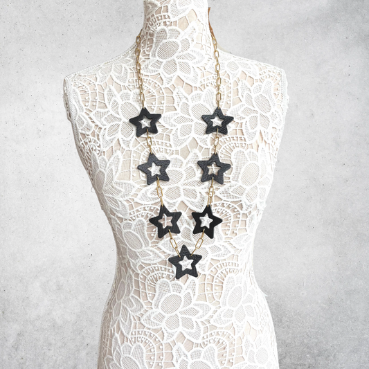 LEATHER STARS NECKLACE