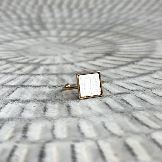 SMALL SQUARE LEATHER RING