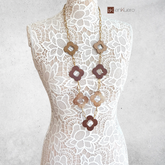 LEATHER CLOVER NECKLACE