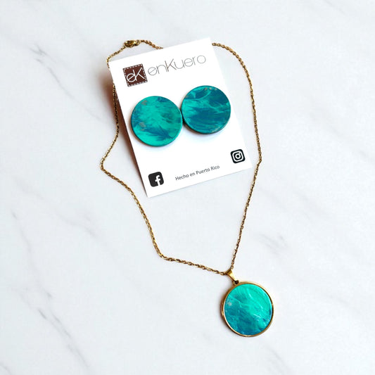 LEATHER EARRINGS AND NECKLACE SET