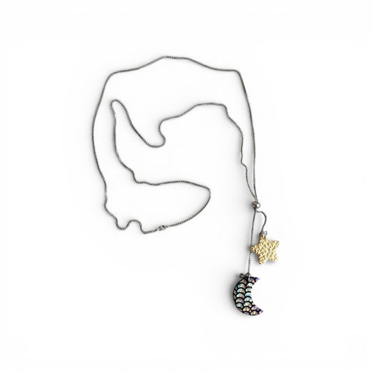 SLIDER LEATHER STAR / MOON NECKLACE