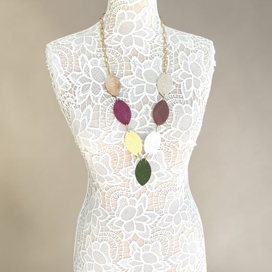 LEATHER LEAVES NECKLACE