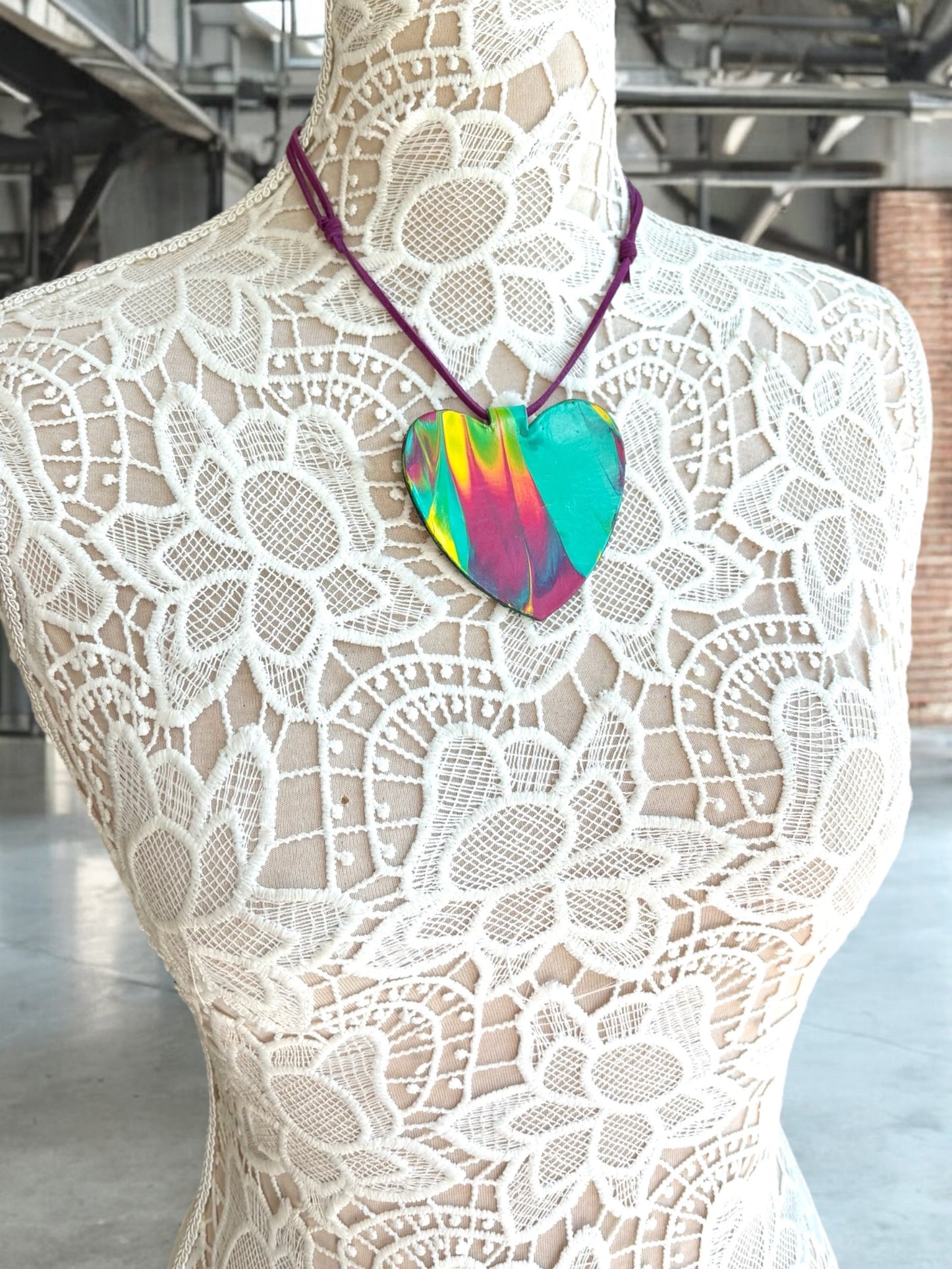 HAND PAINTED HEART NECKLACE