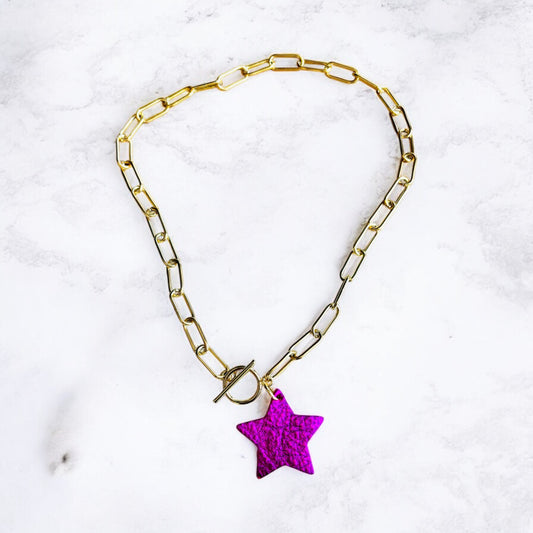 LEATHER STAR NECKLACE