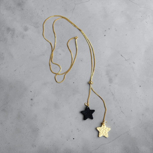 SLIDER LEATHER STARS NECKLACE