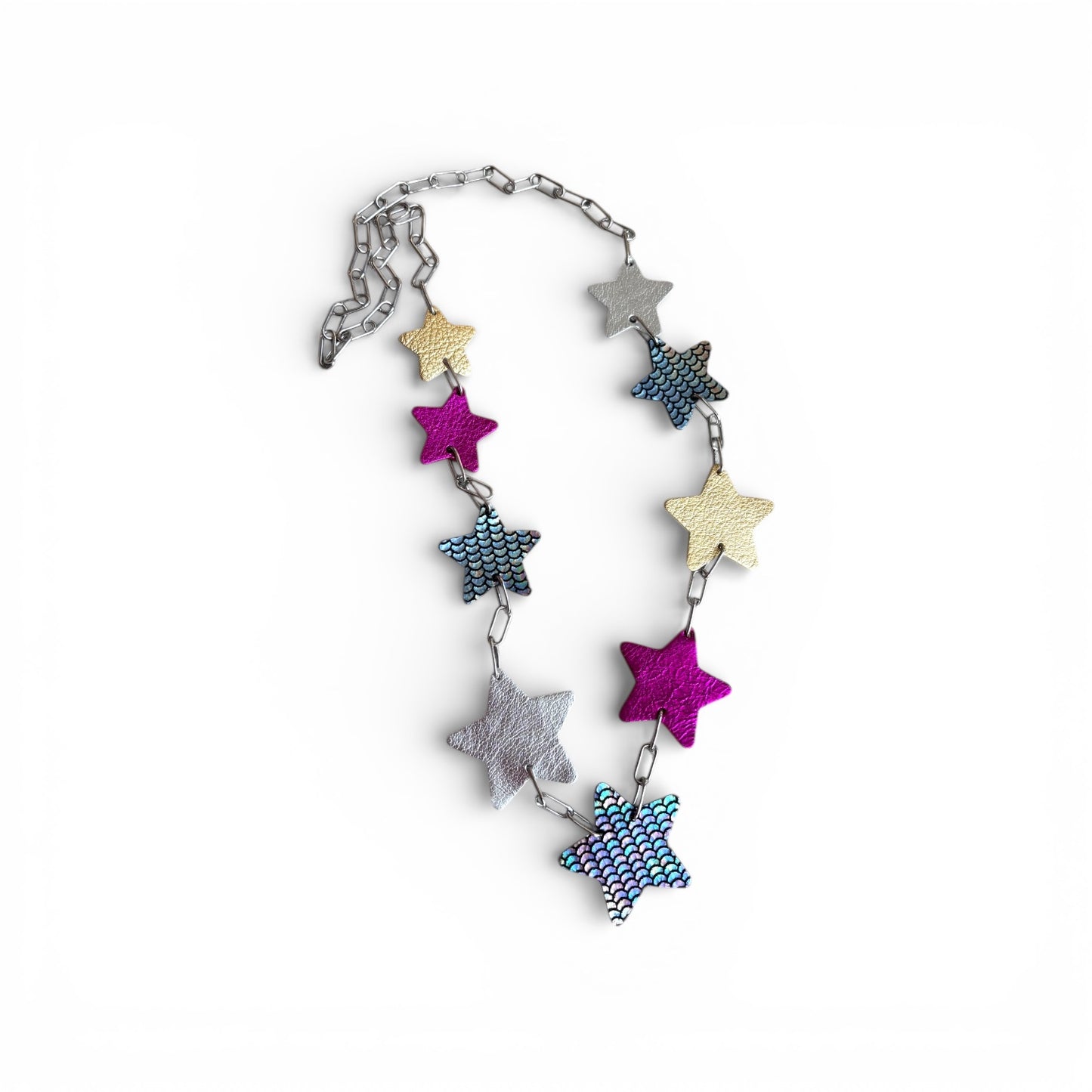 LEATHER STARS NECKLACE