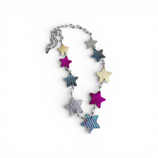 LEATHER STARS NECKLACE