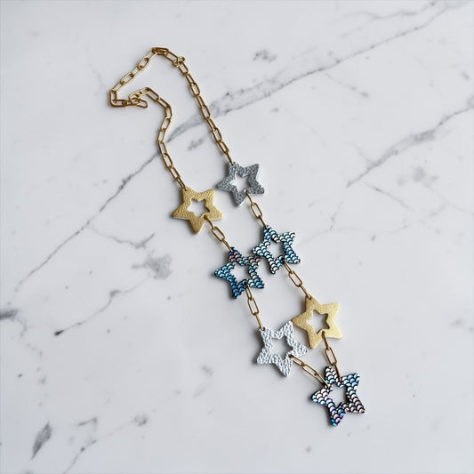 LEATHER STARS NECKLACE