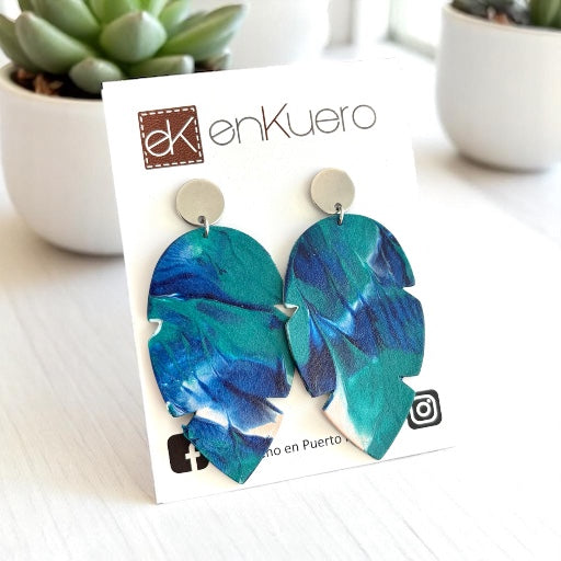 HAND PAINTED LEAF EARRINGS