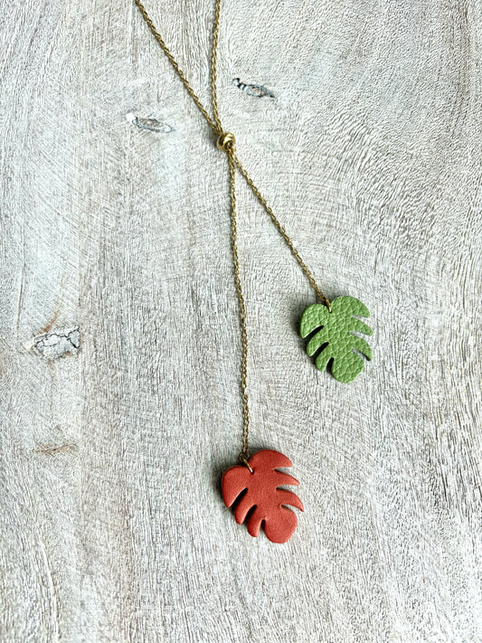 LEATHER MONSTERA NECKLACE