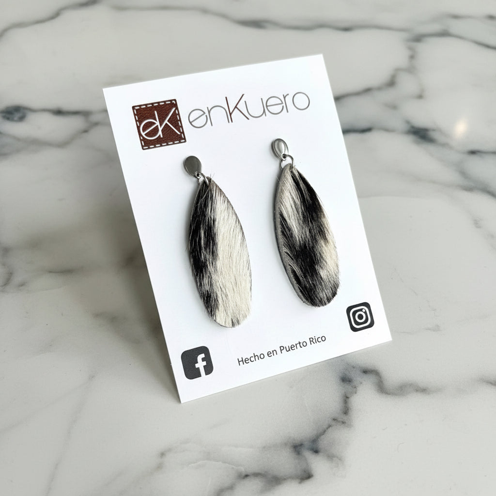 HAIR-ON LEATHER EARRINGS