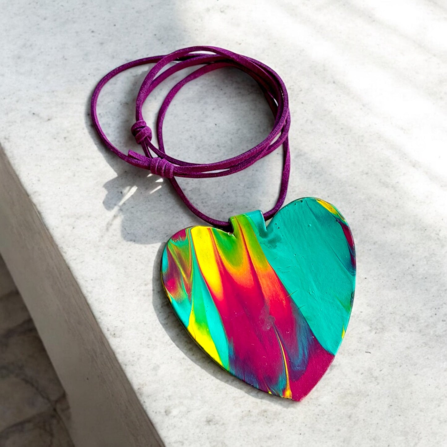 HAND PAINTED HEART NECKLACE