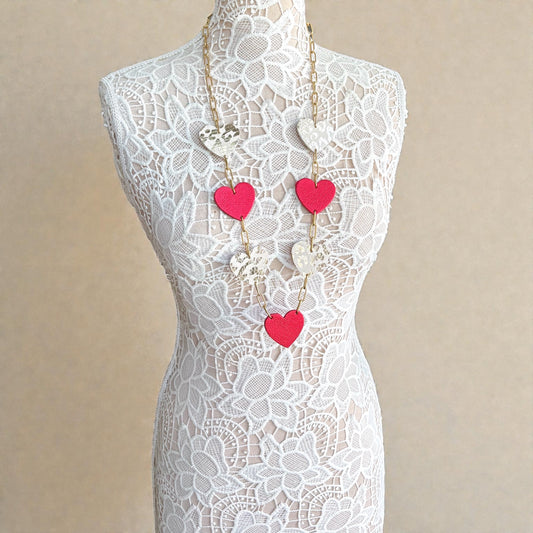 LEATHER HEARTS NECKLACE