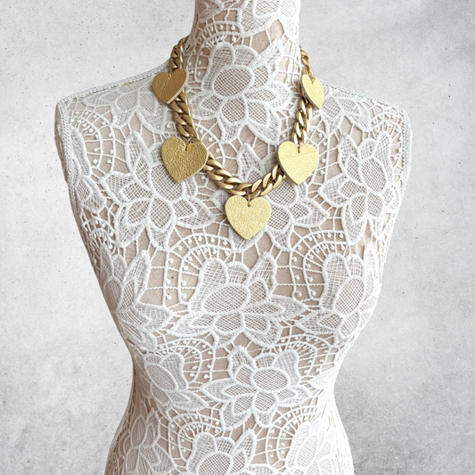 LEATHER HEARTS NECKLACE