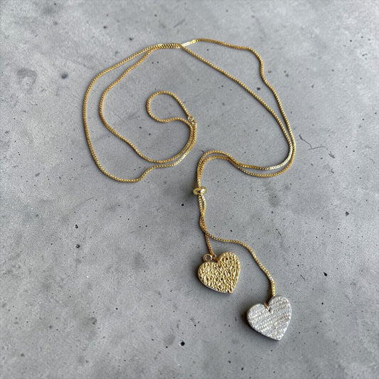 SLIDER LEATHER HEARTS NECKLACE