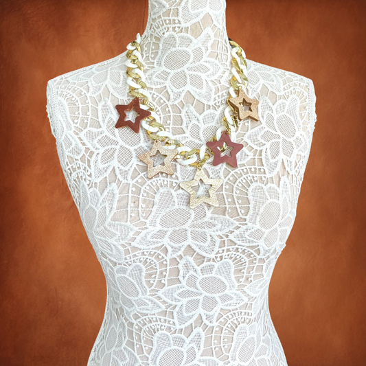 LEATHER STARS NECKLACE
