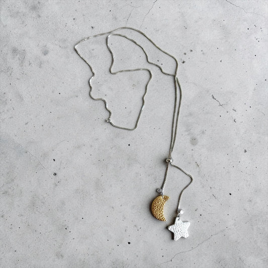 SLIDER LEATHER STAR / MOON NECKLACE