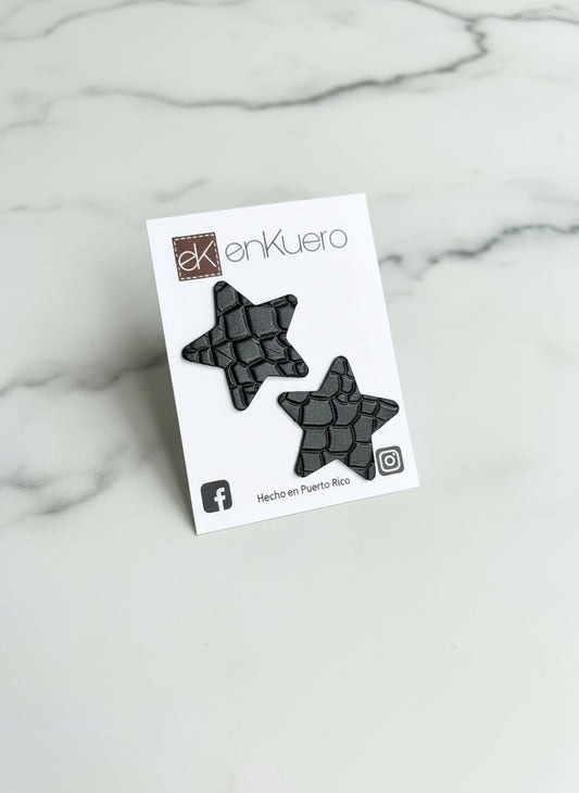 LEATHER STAR EARRINGS