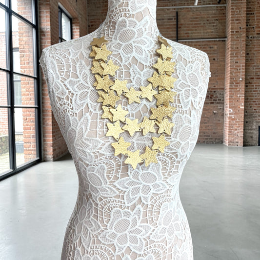 LEATHER STARS NECKLACE