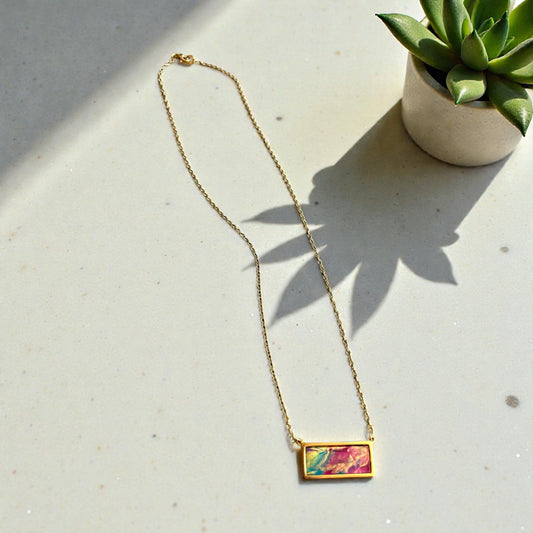 HAND PAINTED LEATHER NECKLACE