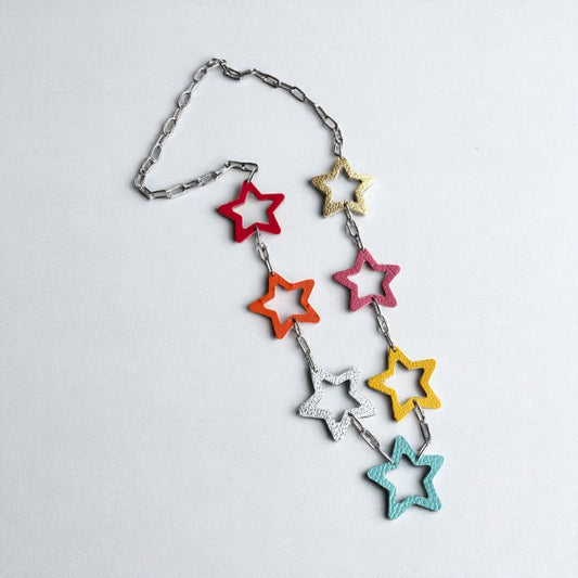 LEATHER STARS NECKLACE