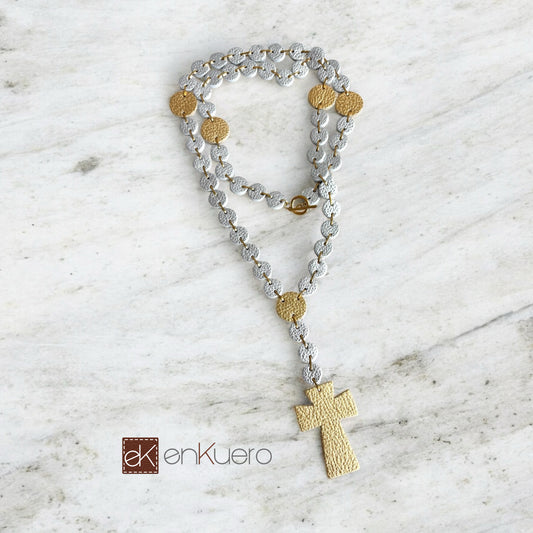 LEATHER ROSARY NECKLACE