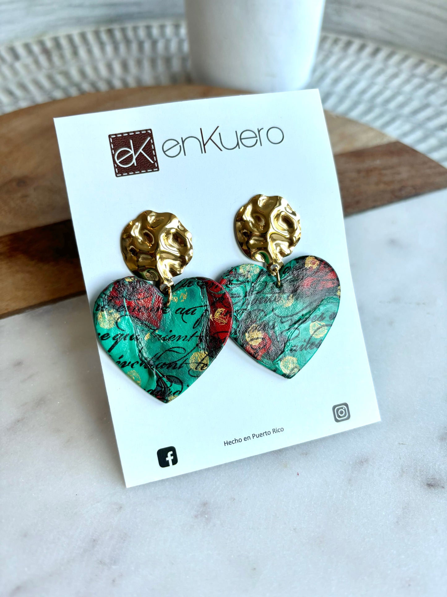 HAND PAINTED HEART EARRINGS