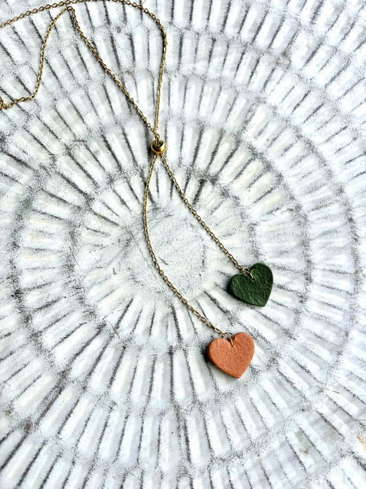 LEATHER HEARTS NECKLACE