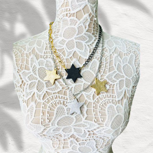 LEATHER STARS NECKLACE