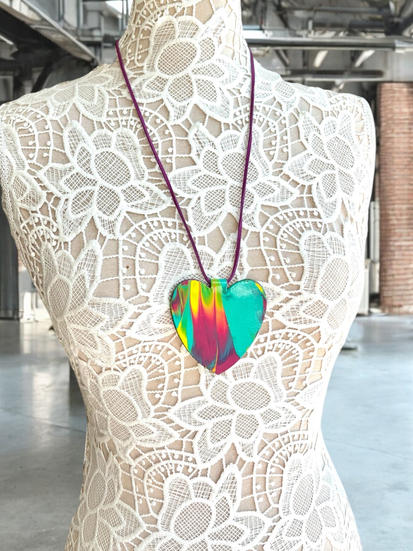 HAND PAINTED HEART NECKLACE