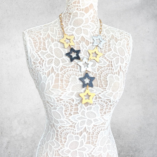 LEATHER STARS NECKLACE