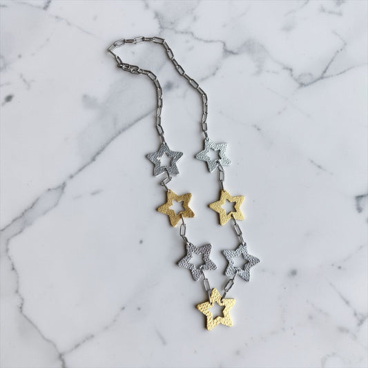 LEATHER STARS NECKLACE