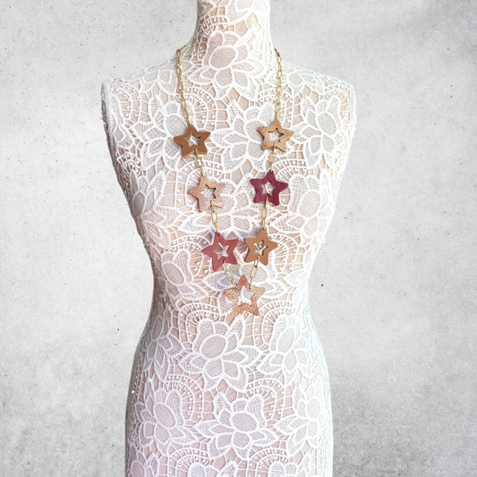 LEATHER STARS NECKLACE