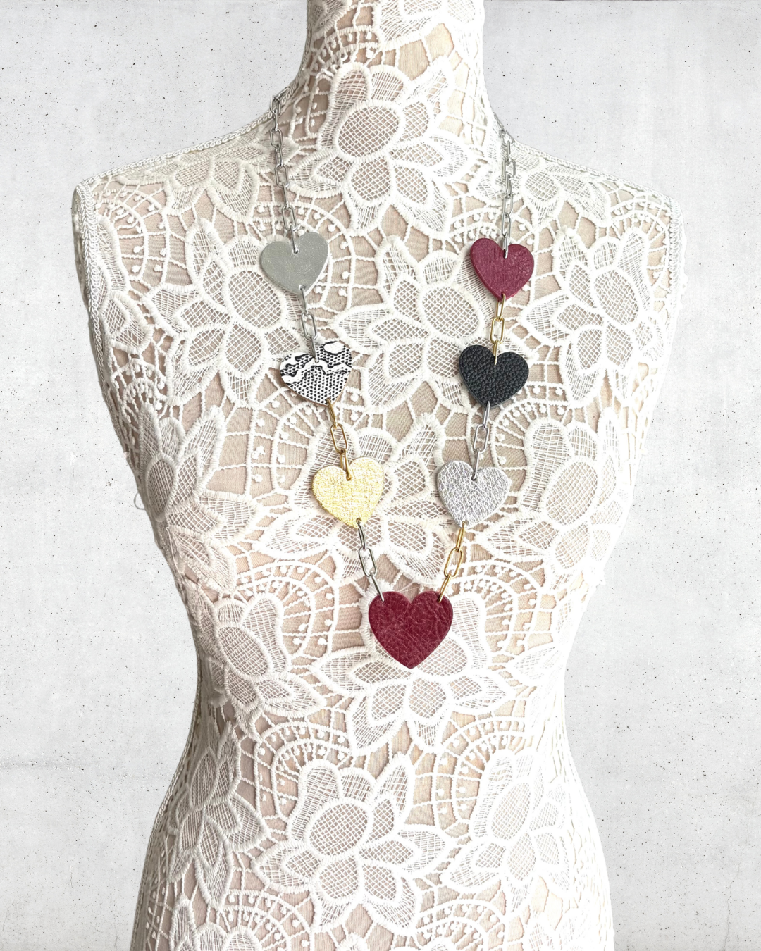 LEATHER HEARTS NECKLACE