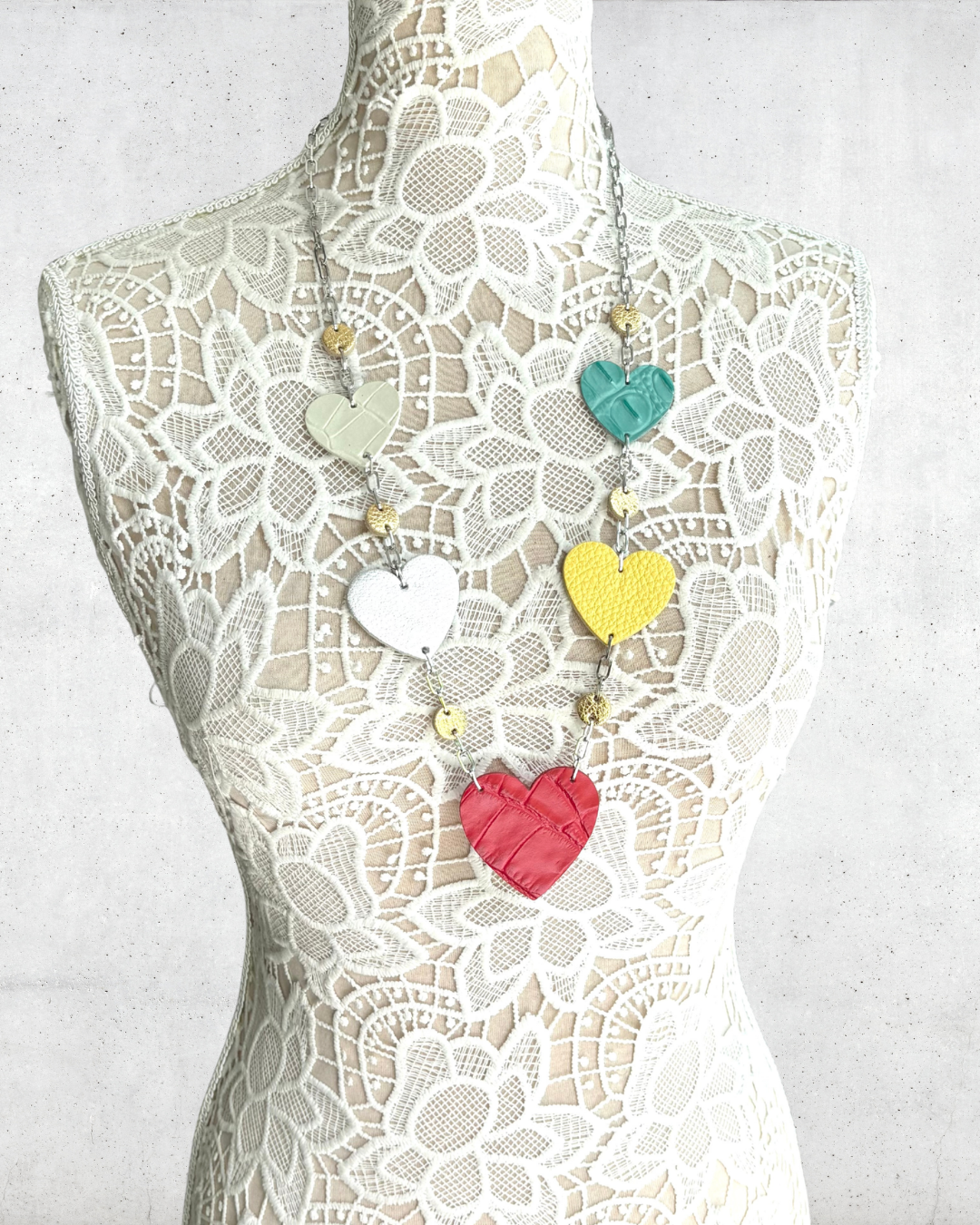 LEATHER HEARTS NECKLACE