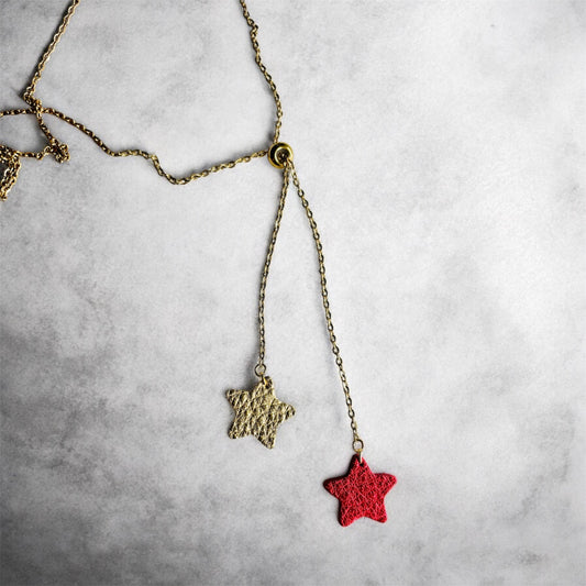 SLIDER LEATHER STARS NECKLACE