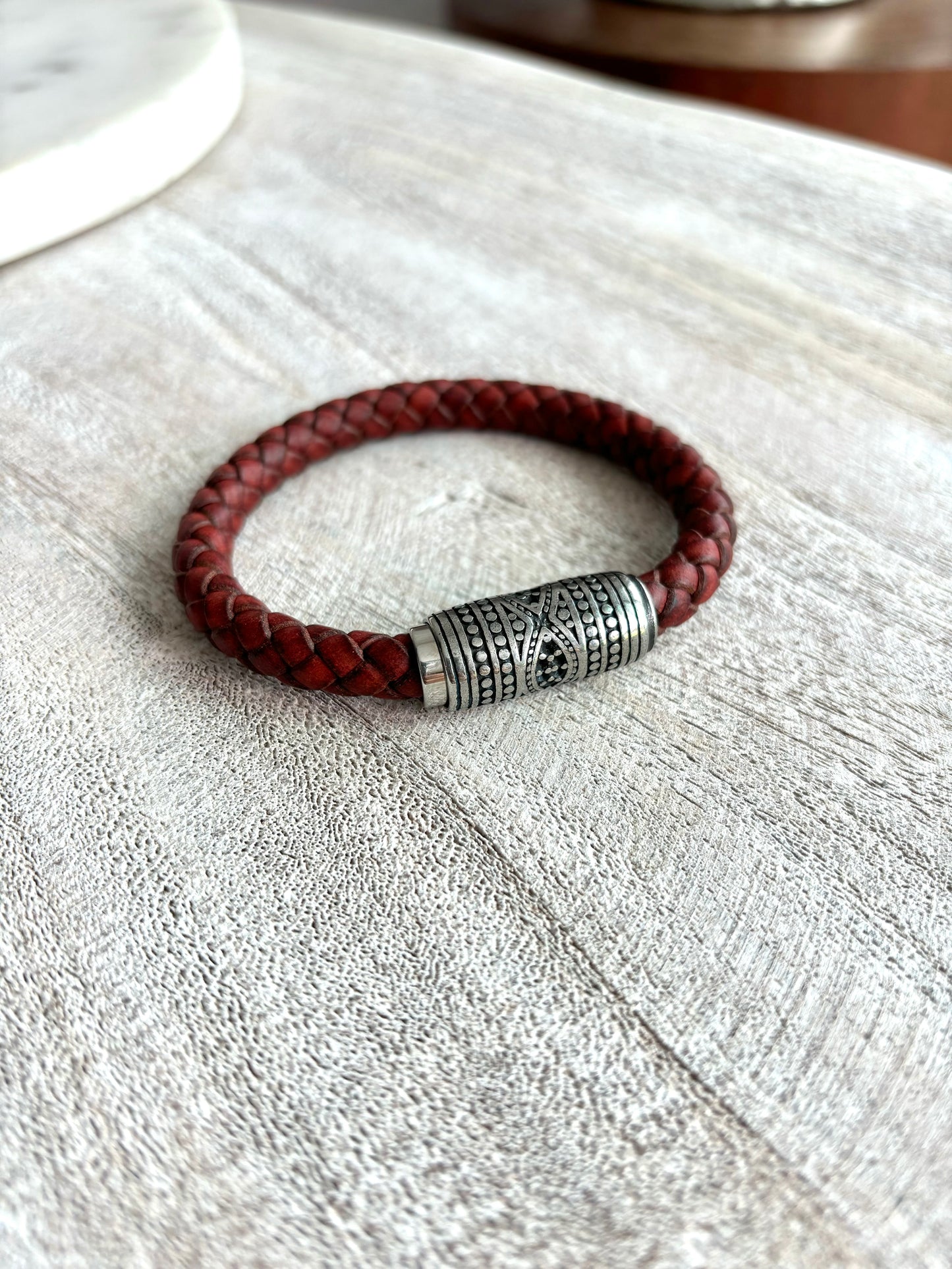 LEATHER CORD BRACELET 6.5”