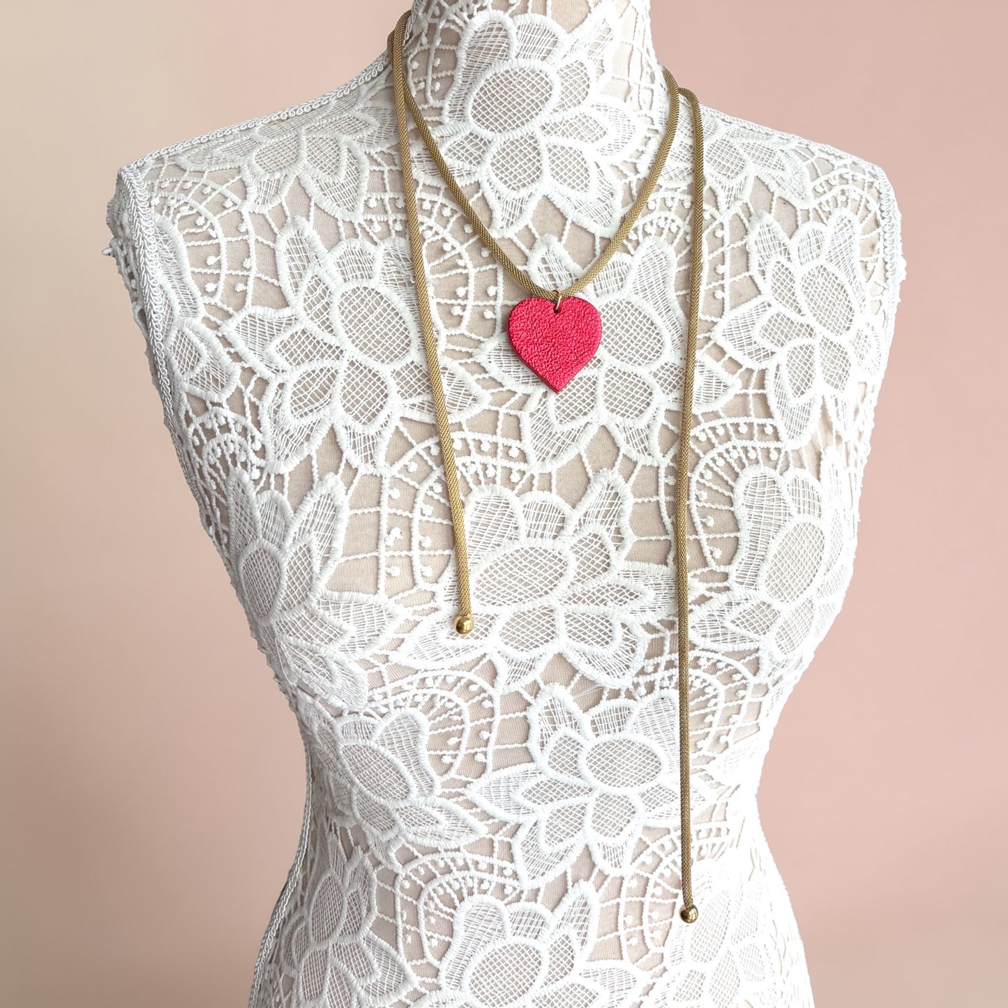 LEATHER HEART NECKLACE