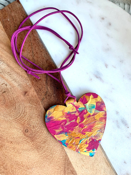 HAND PAINTED HEART NECKLACE
