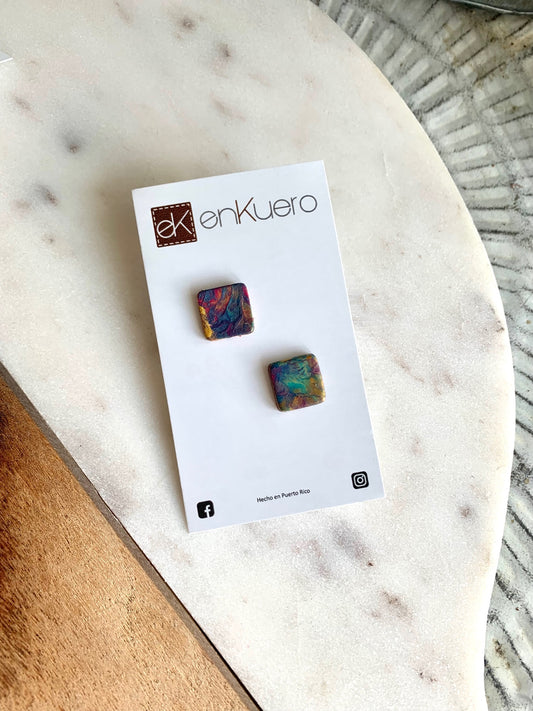 HAND PAINTED SQUARE STUD EARRINGS