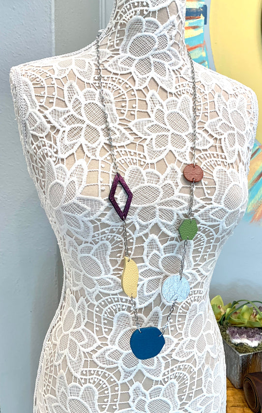 GEO LEATHER NECKLACE