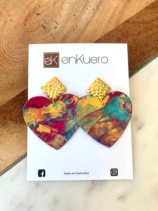 HAND PAINTED HEART EARRINGS